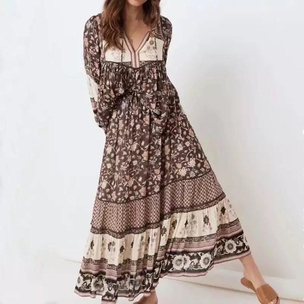 Vintage Boho Flowing Bohemian Long Shift Maxi